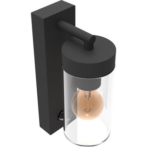 Calex Wandlamp buiten met sensor E27 | Rond | Glas | IP44 | Zwart