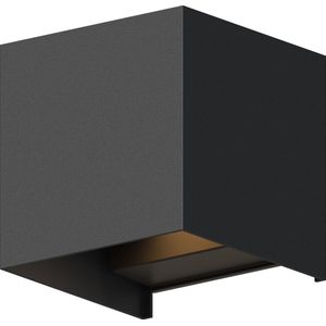 Calex LED buitenwandlamp Cub, Up, hoogte 10 cm, zwart