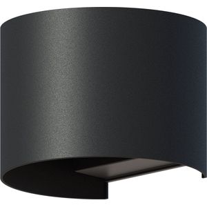 Calex LED buitenwandlamp Oval, Up, hoogte 10 cm, zwart