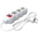Calex Stekkerdoos 3-voudig Wit - Recycled Materiaal - 1.4m kabel - Met Schakelaar