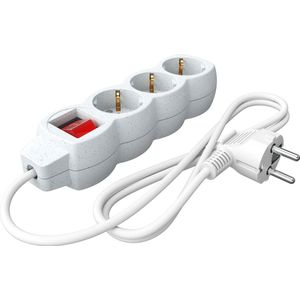 Calex Stekkerdoos 3-voudig Wit - Recycled Materiaal - 1.4m kabel - Met Schakelaar