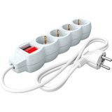 Calex Stekkerdoos 4-Voudig Wit - Recycled Materiaal - 1.4m kabel - Met Schakelaar