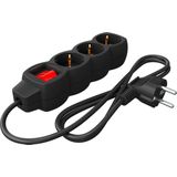 Calex - Stekkerdoos - Zwart - 3-voudig - 1,4 m