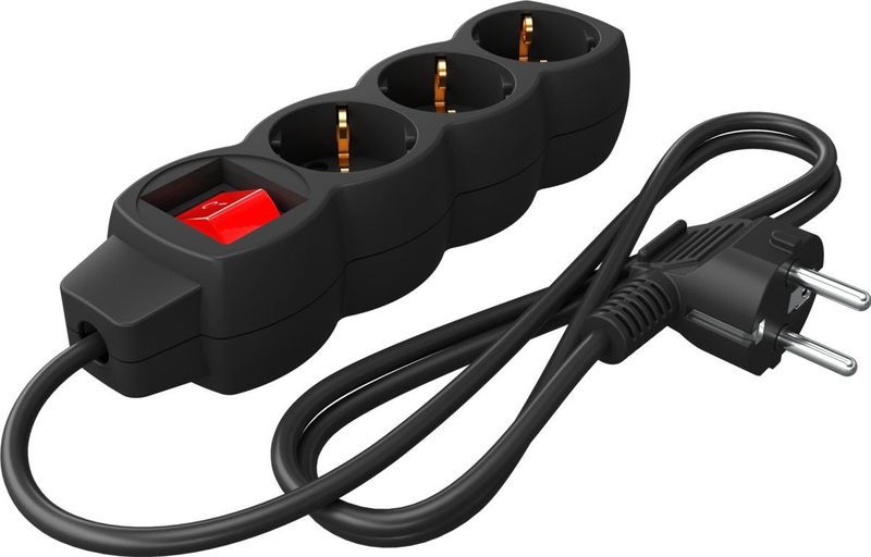 Calex - Stekkerdoos - Zwart - 3-voudig - 1,4 m