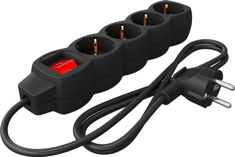 Calex - Stekkerdoos - Zwart - 4-voudig - 1,4 m