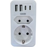 Calex - Verdeelstekker - 2 EU - 2 USB-C - 2 USB-A