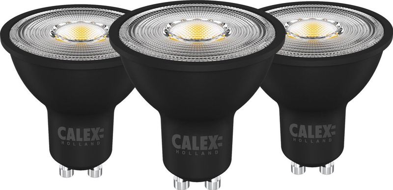 Calex LED Lamp - 3 Stuks - 3x GU10 spot - Inbouwspots - Dimbaar - Zwart - Warm Wit Licht - 5W