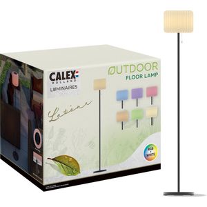 Calex Zonne-energie Vloerlamp Latina - Oplaadbaar - Solar - 150cm - Staande lamp voor Buiten - Draadloos - Dimbaar - Warm Wit Licht & RGB - Waterdicht - Decoratie voor Tuin - Sfeerverlichting - Zwart