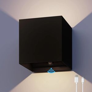 Calex Akku LED oplaadbare sensor buitenwandlamp, Up/Down, zwart