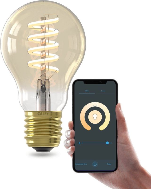 Calex - Smart Filament LED Lamp - E27 - Warm Wit Licht - Goud - 7W