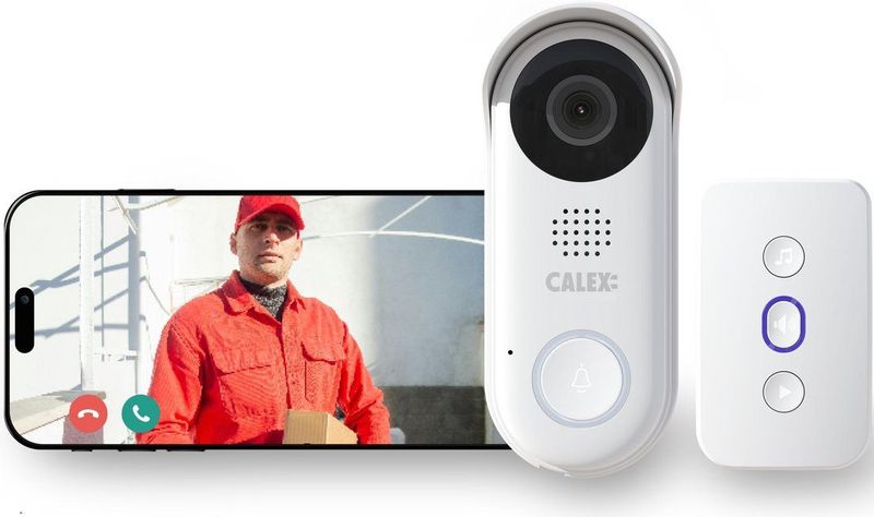 Calex - Slimme Video Deurbel - 2K - Bedraad - Wit