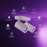 Calex - Smart LED Plafondspot - Wit - 2-Lichts Ovaal - Draaibaar - Dimbaar - WIFI App- & Spraakbediening