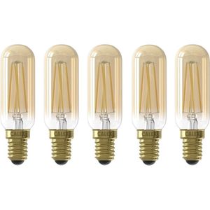 5 stuks | Calex LED buislamp 3.5W 250lm 2100K Goud dimbaar T25x85mm | E14 | Zeer Warm Wit | 3.5 watt | 15.000 Branduren