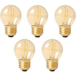 5 stuks Calex - LED - kogellamp - E27 - 3.5W - 250lm 2100K - Goud - dimbaar P45