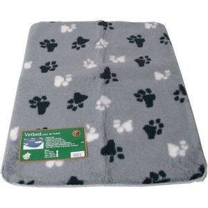 Vetbed gebiesd grijs met pootprint 150x100 cm