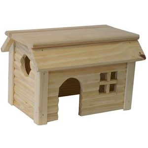 Knaagdierhuis hout plat dak 22x15,5x14 cm