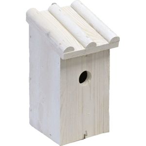 Nestkast/vogelhuisje hout wit ribdak 14 x 16 x 27 cm - Vogelhuisjes