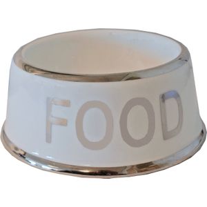 Voerbak Hond Food Wit/Zilver - 18 CM