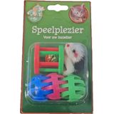 Kattenspeelgoed blisterpak 1 klos 3 ballen en 1 bontmuis - Gebr. de Boon