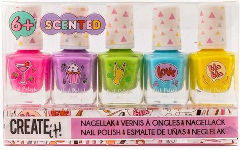 Create It! Nagellakset - 5 Stuks - Roze, Paars, Appelgroen, Hemelsblauw, Geel - 8 ml