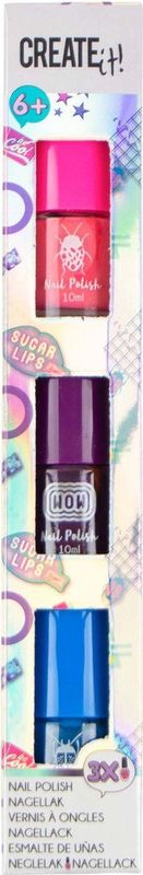 Create It! Nagellak Meisjes 10 Ml Blauw/paars/groen 3 Stuks
