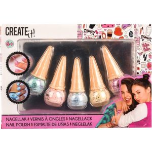 Create it! - Nagellak Ice Creams - 5-delig - Kleurvarianten en Ijshoorntje Vorm