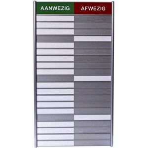 Aan afwezigheidsbord voor 20 namen