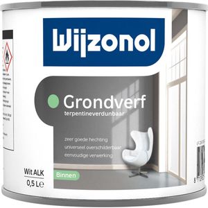 Wijzonol Grondverf Terpentine Verdunbaar | 0,5 Liter - Wit | Grondverf Primer > Grondverf Hout