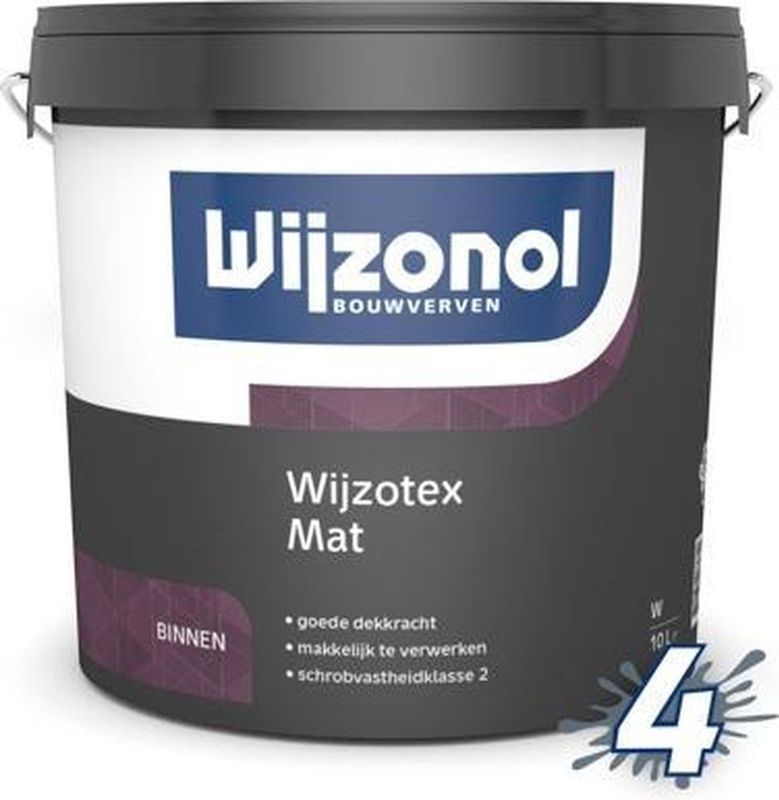 Wijzonol - Wijzotex Mat - Muurverf - Wit - 10 Liter - Oplosmiddelvrij