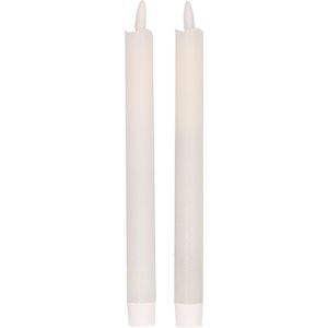 2x Witte LED kaarsen/dinerkaarsen 25,5 cm - Kerst diner tafeldecoratie - LED kaarsen