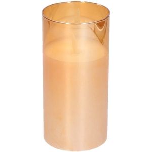 Peha Magic Flame Candle - LED kaars - Kaarsenhouder Smoked 15 Cm Glas Goud