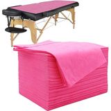 Wegwerp Bedlaken voor massagestoelen, 100 stuks, van vliesstof voor massagetafel, SPA Tattoo Salon Hotels bedden - 80 x 180 cm (roze)