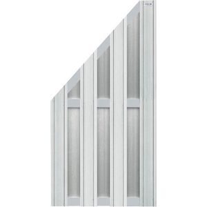 Schutting composiet schuin Design grijs met grijs aluminium frame (90 x 180/93 cm)