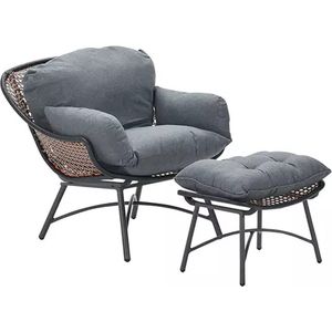 Logan fauteuil met voetenbank copper/black/mystic g - Garden Impressions