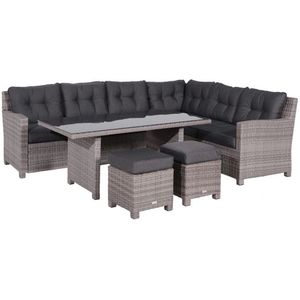 GARDEN IMPRESSIONS Jaru - 5 Delige Loungediningset - Aluminium - Wicker - Inclusief Kussens