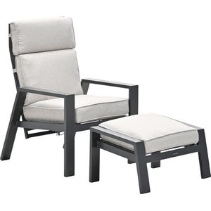 Garden Impressions Max Verstelbare Fauteuil Inclusief Voetenbank - Carbon Black - Desert Sand