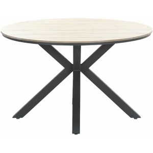 Garden Impressions - Edison Tuintafel - Rond - Polywood - Licht Teak - Carbon Black Onderstel