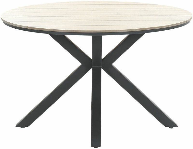 Garden Impressions - Edison Tuintafel - Rond - Polywood - Licht Teak - Carbon Black Onderstel