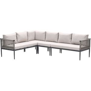 GARDEN IMPRESSIONS Burela - 4 delige Loungeset - Taupe - Aluminium - Rope