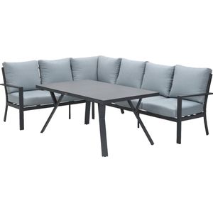 Garden Impressions - Sergio Loungeset - 3-delig - Carbon Black / Mint Grey - Aluminium