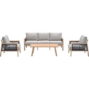 Lounge-Diningset - Light Teak - Aluminium - Waterafstotende Kussens