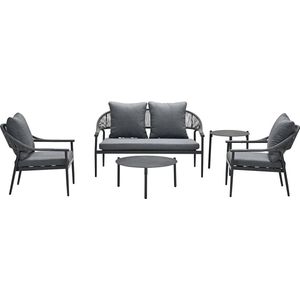 Garden Impressions Santiago loungeset - 5-delig - carbon black - rope grey - mystic grey