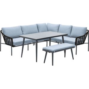 Garden Impressions Semarang dining loungeset 4-delig rechts - donker grijs/rotan/mint grijs