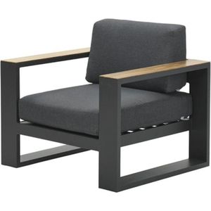 Cube lounge fauteuil c. bl/ reflex black/ teak look - Garden Impressions