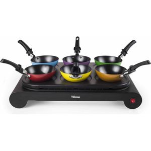 Tristar BP-2827 - Gourmetstel 1000W - Wokset 6 personen - Incl 6 wokpannetjes, spatels - PFAS-vrij