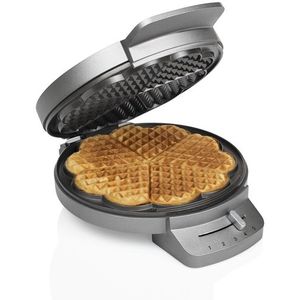 Princess 132380 Wafelijzer – 5 hartjeswafels per sessie - 1200W - Regelbare thermostaat – 5 standen - Anti aanbaklaag - Zilver - Gaufrier