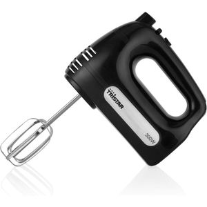 Tristar Handmixer MX-4201 - Mixer - 6 snelheden - Turbofunctie - Deeghaken, Gardes - 300 Watt - Zwart