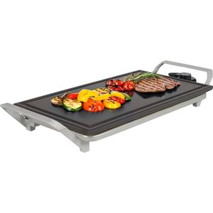 Princess 103150 Table Chef Premium Stone - Grillplaat - Keramische Bakplaat - Steengrill - PFAS-vrij - BPA vrij - 46x26cm - Regelbare thermostaat - Gourmet - 6 tot 8 personen - 1500W - Extra lang snoer - Voor binnen en buiten