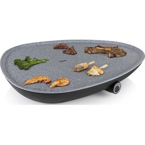 Princess Triangel Bakplaat 103250 - Grillplaat - Gourmet - XL 50x42 cm - Regelbare thermostaat - 2 meter snoer – Terrazzo look