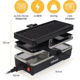Tristar Gourmetstel RA-2742 - Raclette - Uitbreidbaar en koppelbaar Gourmetset - Set 2 stuks 4 personen - Zwart